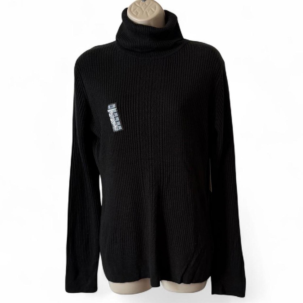 Vintage 90s Deadstock Debbie Morgan Black Turtleneck Sweater, Women's Size M